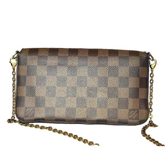 LOUIS VUITTON Damier Ebene Felicie Bag 3 Piece Red Pouchette Shoulder Full Set - Picture 4 of 16